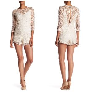 NWT! Adorable cream lace overlay romper